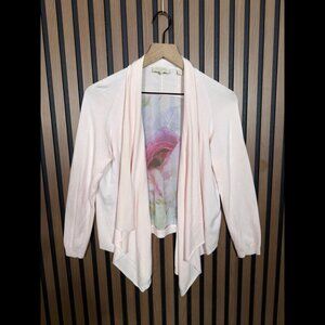 Ted Baker Cardigan 2 / Medium Womens Pink Open Front Rose Petal Flower Atalaya